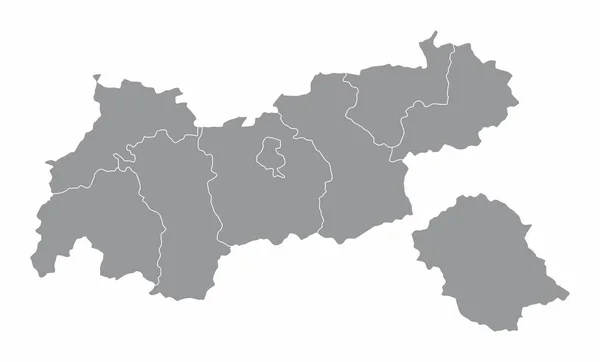 Carte Administrative État Tyrol Isolée Sur Fond Blanc Autriche — Image vectorielle