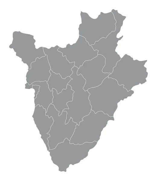 Burundi Carte Administrative Isolée Sur Fond Blanc — Image vectorielle