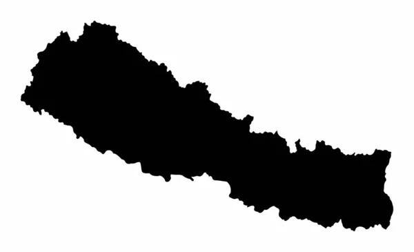 Nepal Silhouette Map Isolated White Background — Stockvektor