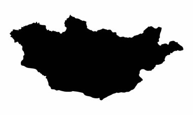 Mongolia silhouette map isolated on white background
