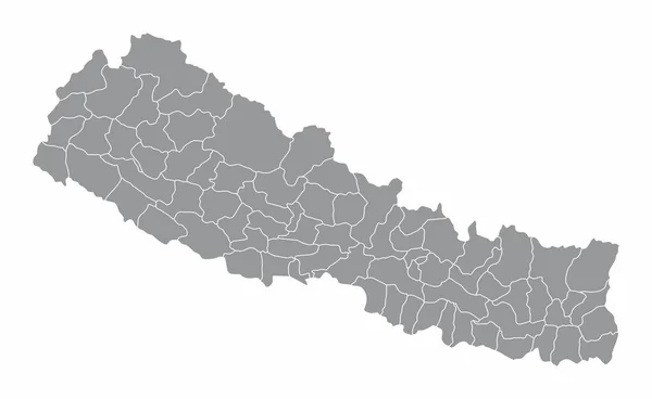 Carte Administrative Népal Isolée Sur Fond Blanc — Image vectorielle