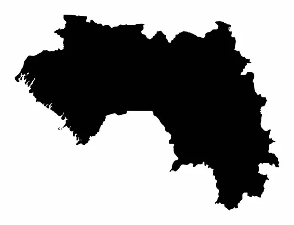 Mappa Silhouette Della Guinea Isolata Sfondo Bianco — Vettoriale Stock