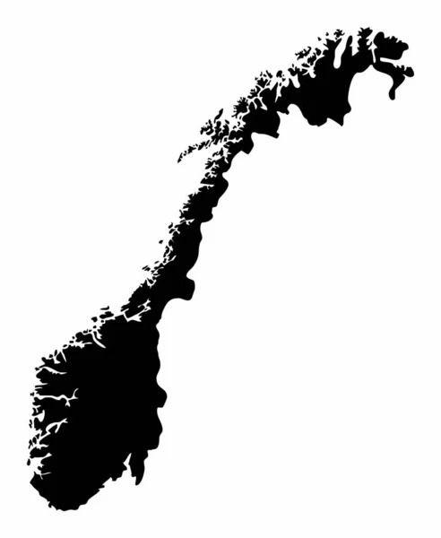 Норвезька Силуетна Карта Ізольована Білому Тлі — стоковий вектор