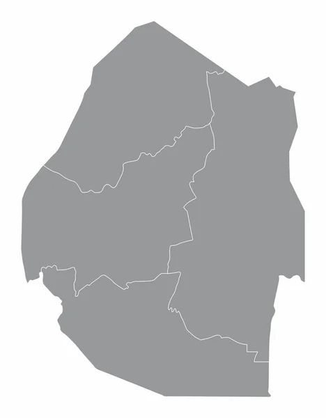 Swaziland Mappa Amministrativa Isolata Sfondo Bianco — Vettoriale Stock