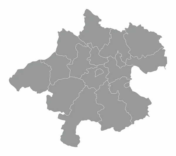 Estado Alta Áustria Mapa Administrativo Isolado Sobre Fundo Branco — Vetor de Stock