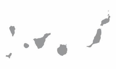 Beyaz arkaplanda izole edilmiş Kanarya Adaları idari haritası, İspanya