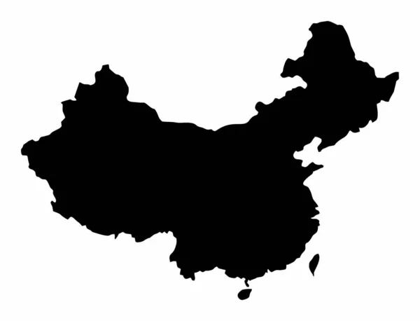 China Silhouette Karte Isoliert Auf Weißem Hintergrund — Stockvektor