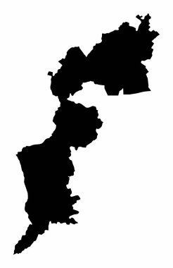 Burgenland Eyaleti ve siluet haritası beyaz arka planda izole edildi, Avusturya