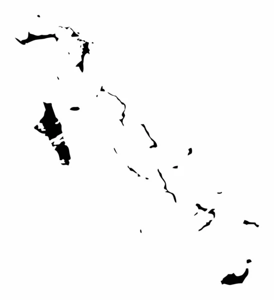 Bahamas Siluett Karta Isolerad Vit Bakgrund — Stock vektor