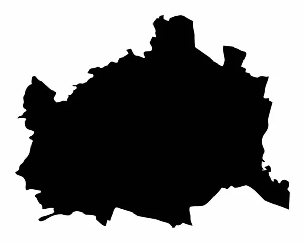 Mappa Silhouette Vienna Isolata Sfondo Bianco Austria — Vettoriale Stock