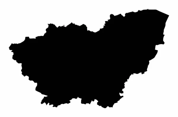 Графство Южный Йоркшир Карта Силуэта Белом Фоне Англия — стоковый вектор