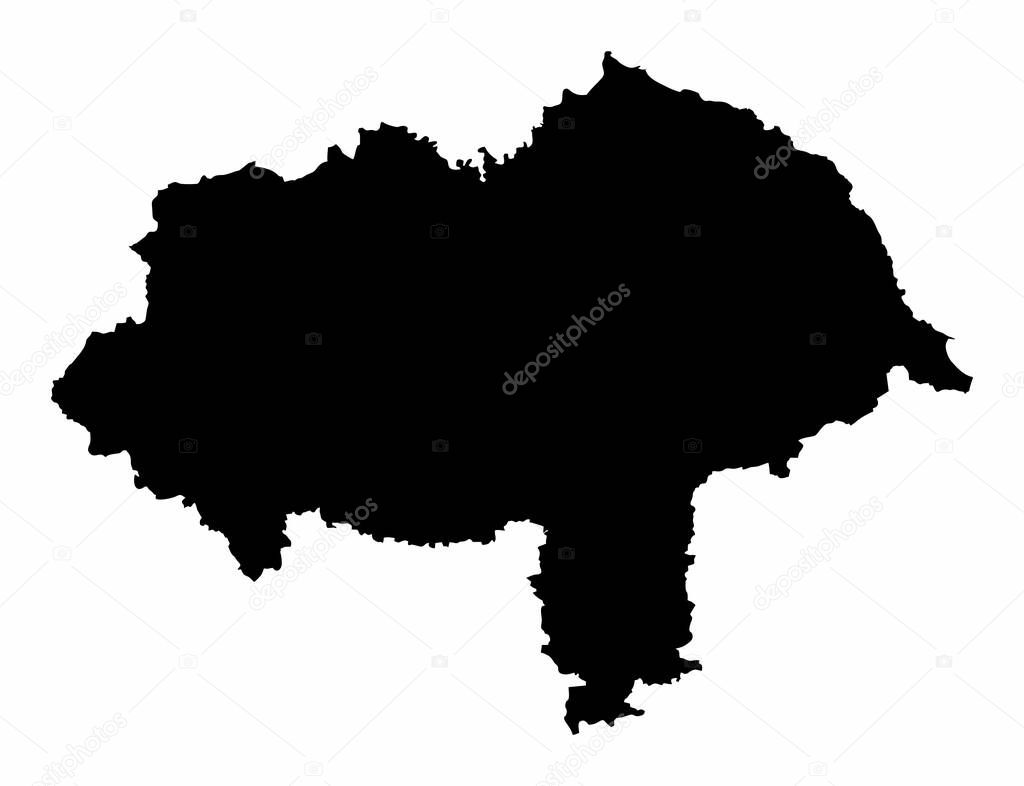 North Yorkshire county, silhouette map isolated on white background, England