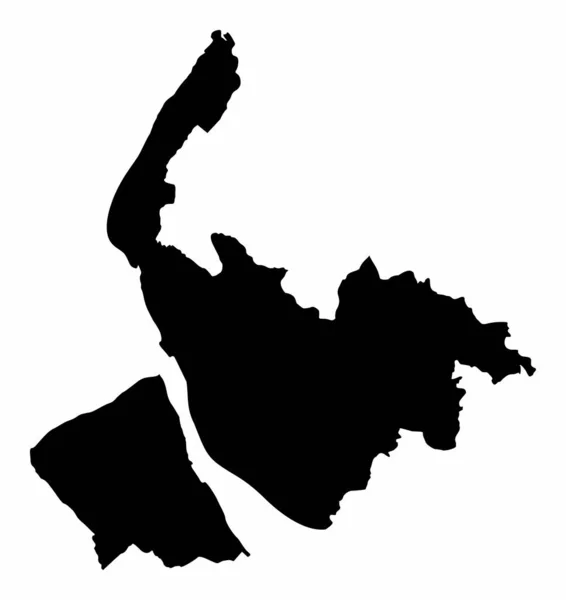Comté Merseyside Carte Silhouette Isolée Sur Fond Blanc Angleterre — Image vectorielle