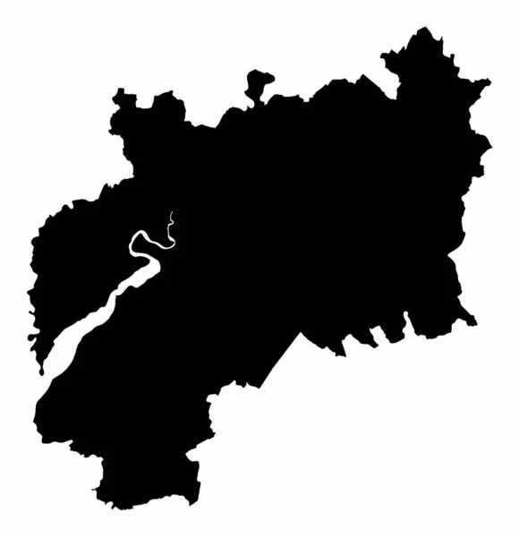 Gloucestershire County Silhouette Map Isolated White Background England — 图库矢量图片