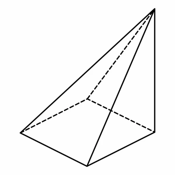 Schräge Geometrische Pyramidenform Schwarze Umrisse Auf Weißem Hintergrund — Stockvektor