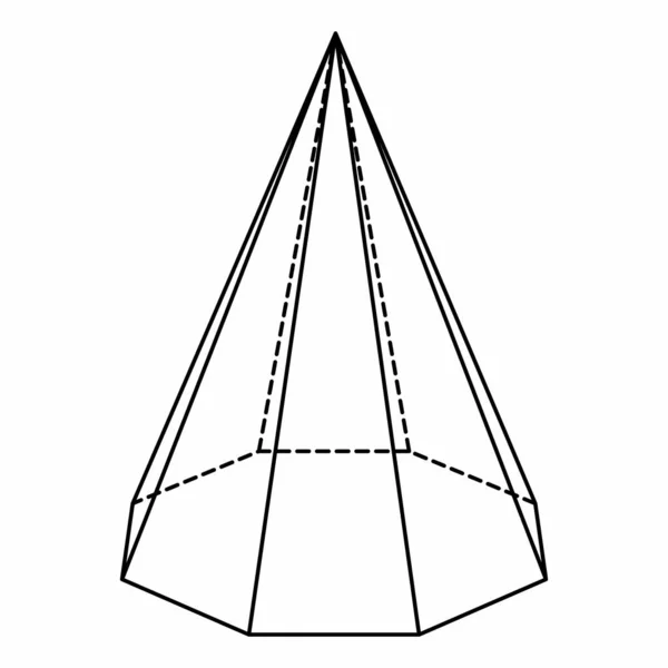 Octagonal Pyramid Geometric Shape Black Outlines White Background — Stockvektor