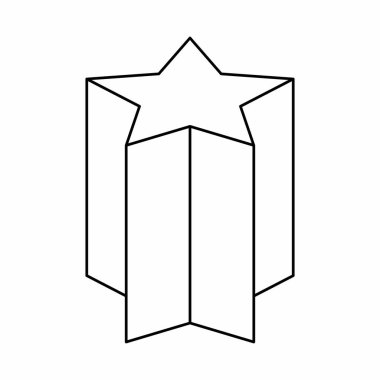 Pentagramsal prizma geometrik şekli. Beyaz arkaplanda siyah çizgiler.