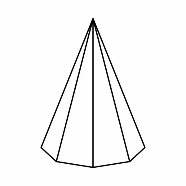 Oktagonal Pyramid Geometrisk Form Svarta Konturer Vit Bakgrund — Stock vektor