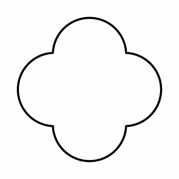 Γεωμετρικό Σχήμα Τετράφυλλου Μαύρο Περίγραμμα Λευκό Φόντο — Διανυσματικό Αρχείο