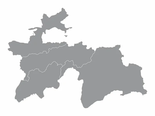 Адміністративна Карта Таджикистану Ізольована Білому Тлі — стоковий вектор