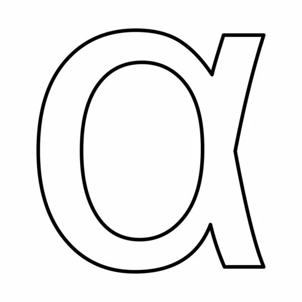Alfa Symbol Ilustrace Černé Obrysy Bílém Pozadí — Stockový vektor
