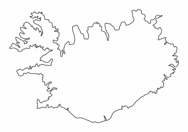 Islande Carte Silhouette Contours Noirs Sur Fond Blanc — Image vectorielle