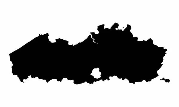 Flanders Region Silhouette Map Isolated White Background Belgium — 图库矢量图片