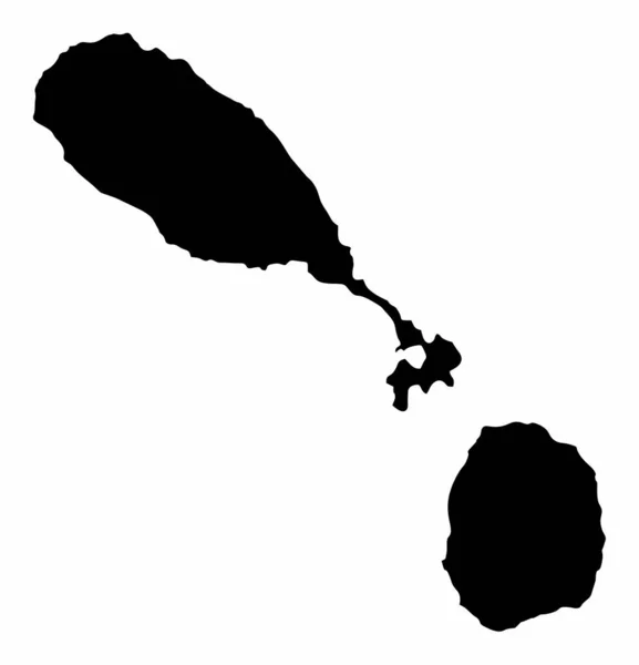 Mappa Della Silhouette Saint Christopher Nevis Isolata Sfondo Bianco — Vettoriale Stock