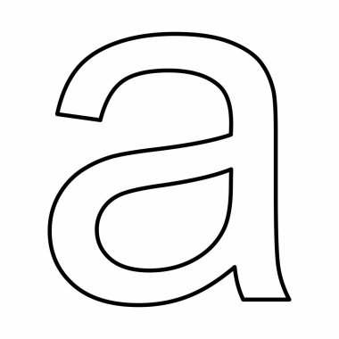 Latince küçük harf sembolü. Beyaz arkaplanda siyah çizgiler.