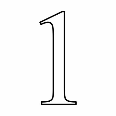 Number one sign. Black outlines on white background.