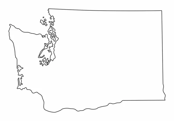 Washington State Isolated Map Black Outlines White Background — ストックベクタ