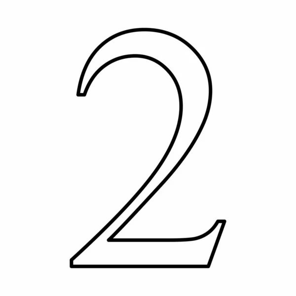 Number Two Sign Black Outlines White Background —  Vetores de Stock