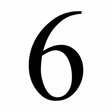 Beyaz arkaplanda altı numaralı işaret izole edildi