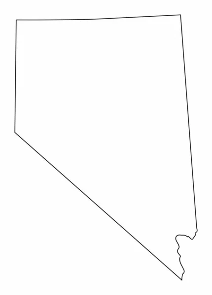 Nevada State Geïsoleerde Kaart Zwarte Contouren Witte Achtergrond — Stockvector