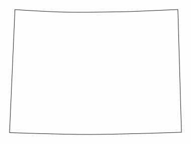 Colorado Eyaleti haritası. Beyaz arkaplanda siyah çizgiler.