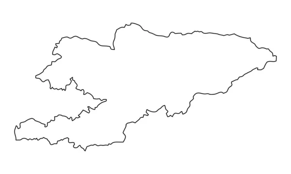 Kyrgyzstan Isolated Map Black Outlines White Background — Vettoriale Stock