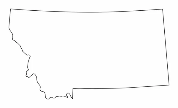 Montana State Isolated Map Black Outlines White Background — Vettoriale Stock