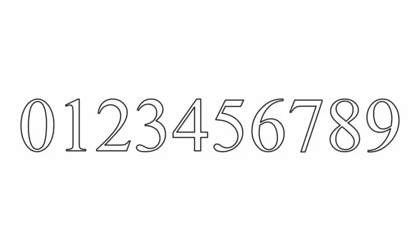 Numbers Set Illustration Black Outlines White Background — ストックベクタ