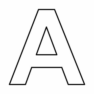 Latince A büyük harfli sembol. Beyaz arkaplanda siyah çizgiler.
