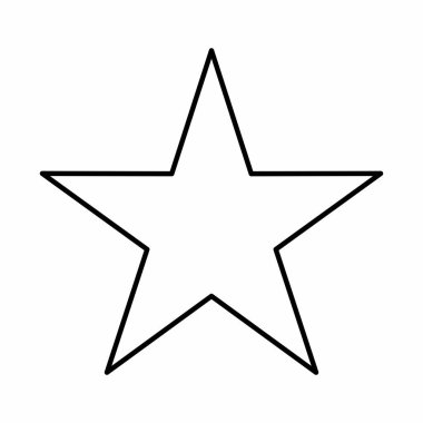 Beş köşeli yıldız ikonu. Beyaz arkaplanda siyah çizgiler.