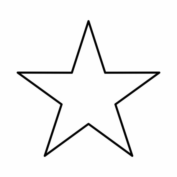 Five pointed star icon. Black outlines on white background.