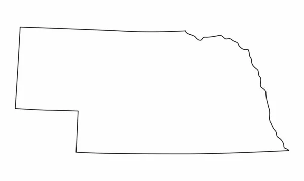 Nebraska State Isolated Map Black Outlines White Background — Wektor stockowy