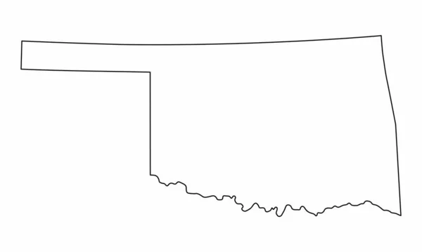 Oklahoma State Isolated Map Black Outlines White Background — ストックベクタ