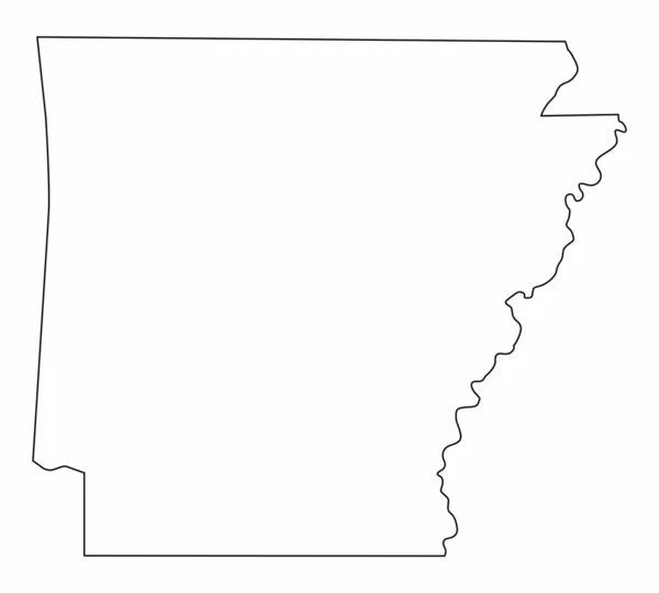 Arkansas State Isolated Map Black Outlines White Background — Vetor de Stock