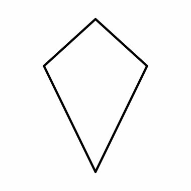 Uçurtma geometrik şekli. Beyaz arkaplanda siyah çizgiler.