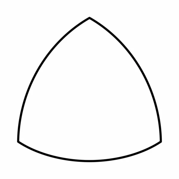 Curvilinear Triangle Geometric Shape Black Outlines White Background — Stock vektor