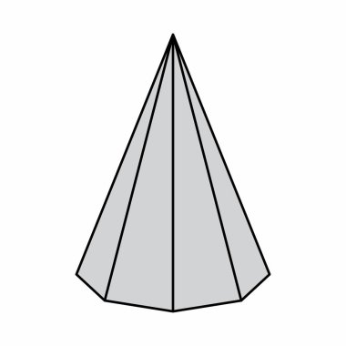 Octagonal pyramid, geometric shape isolated on white background.