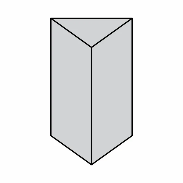 Triangular Prism Geometric Shape Isolated White Background — ストックベクタ