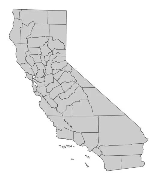 California State Divided Counties Isolated Map White Background — 스톡 벡터