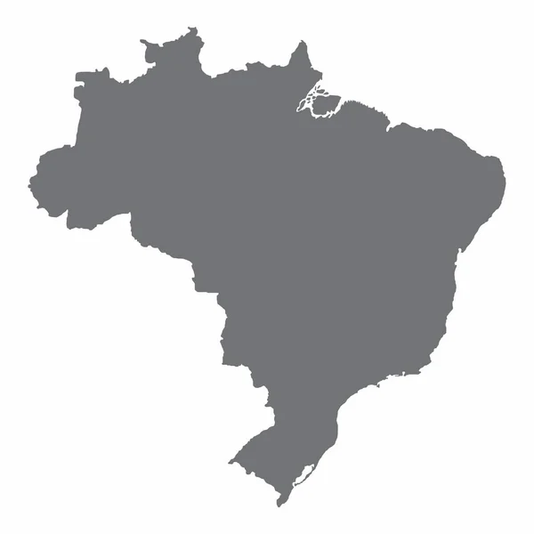 Brazil Map Silhouette Isolated White Background — Vetor de Stock